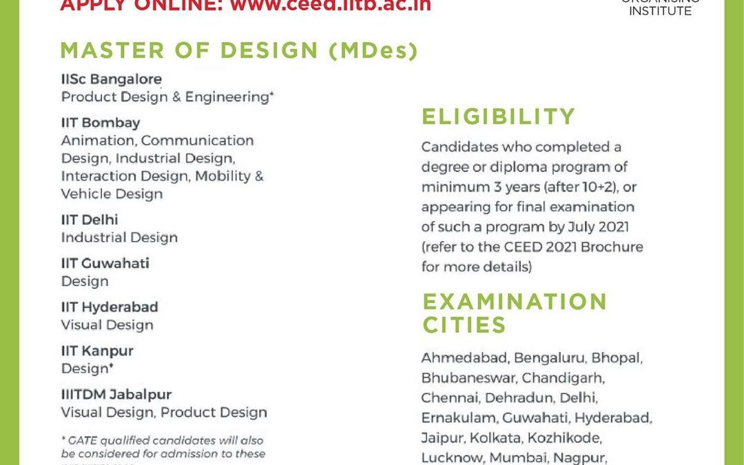 CEED 2021 – Application, Exam dates, Eligibility Criteria